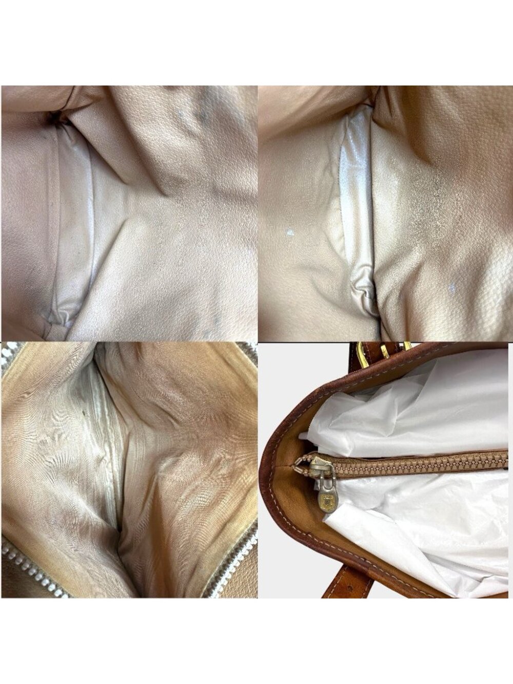 Auth CELINE Macadam Canvas Tote/Bucket Bag PVC/Leather Brown Gold M95 Logo Vintg - Picture 12 of 15